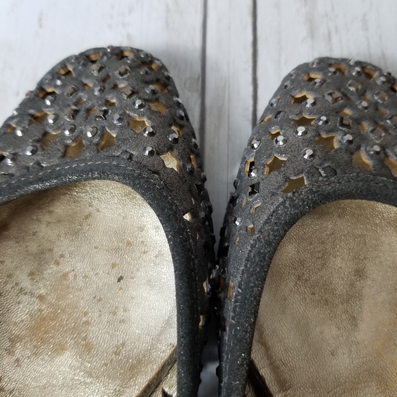 Jimmy Choo Leather Perforated Jeweled Flats - Picture 4 of 11